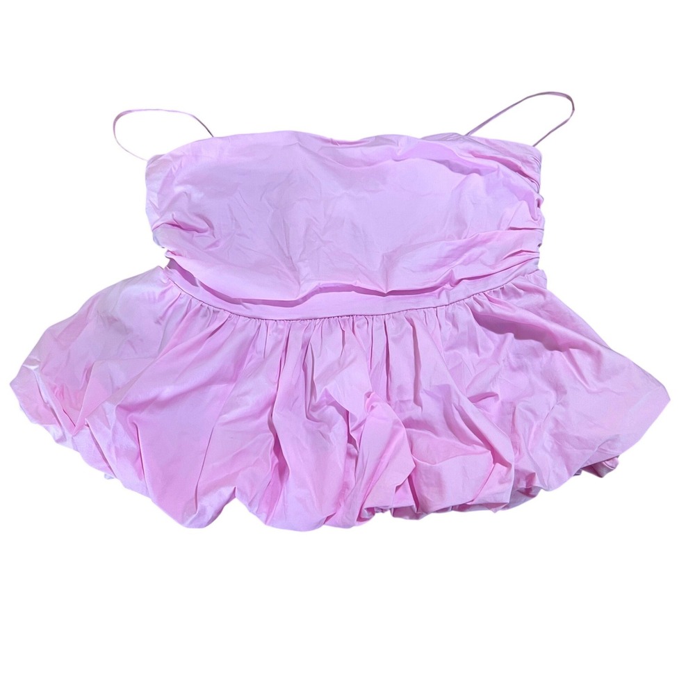 Vintage Shop Pink Bubble Tube Top Strapless Smocked Back Barbie‎ Romantic Y2K M